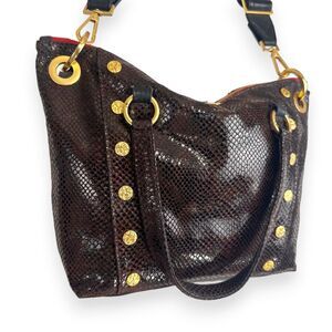 Hammitt Daniel Medium Painted Rattle Snake Leather Satchel Crossbody EUC